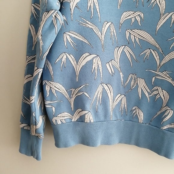 Sandro Men's Palm Leaves Blue and White Sweatshirt 1 or Small - Picture 9 of 17
